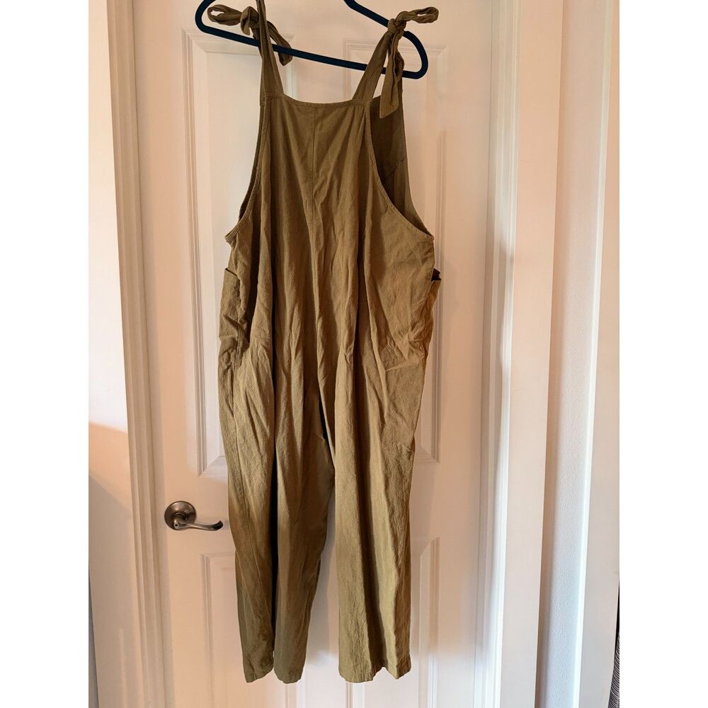 Women's Relaxed Fit Linen Overalls with Tie-Shoulder Straps